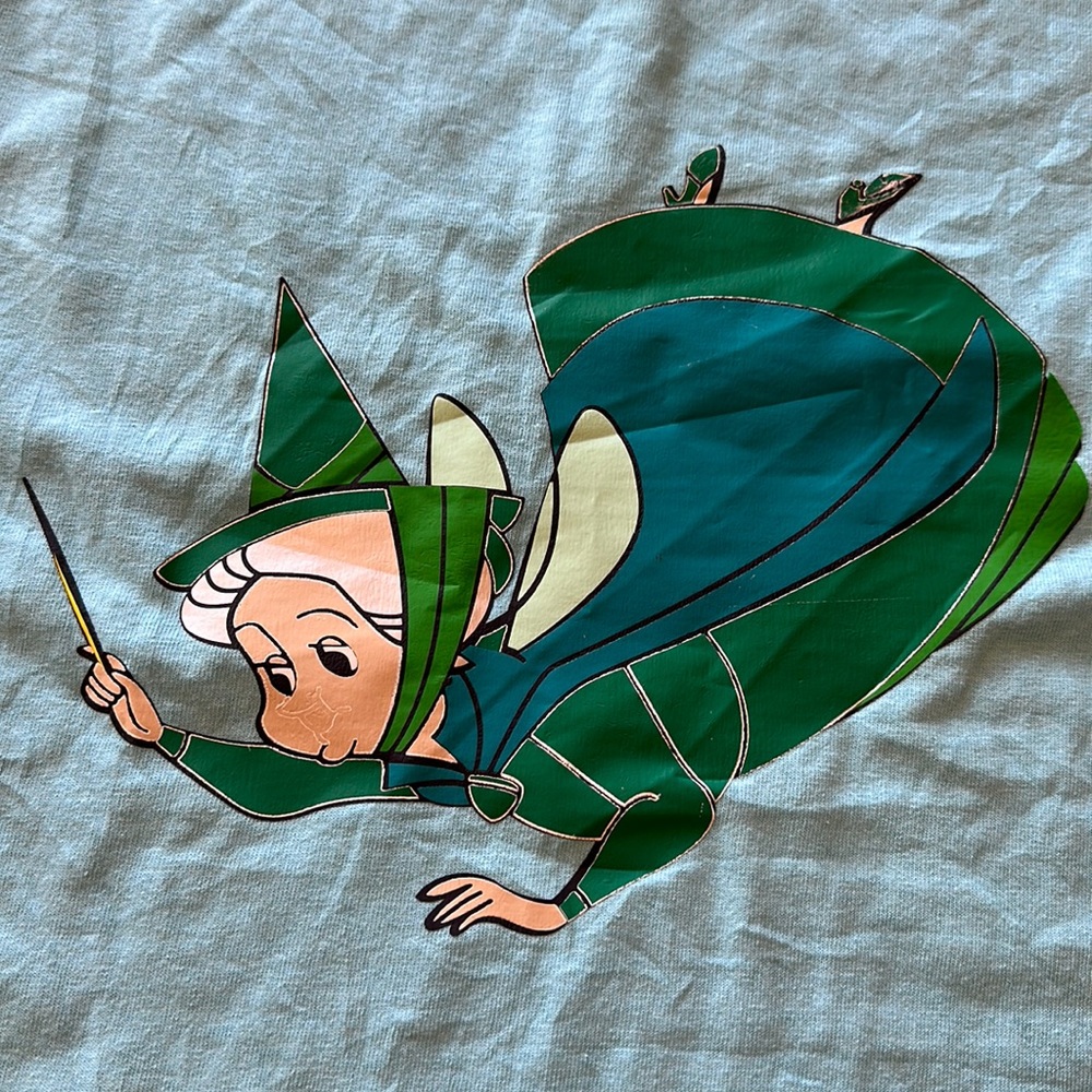 #108D Disney Sleeping Beauty Fauna Fairy tee on blue, size Small - Picture 1 of 6